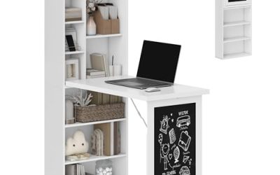 Wall-Mounted Desk with Integrated Bedroom Storage