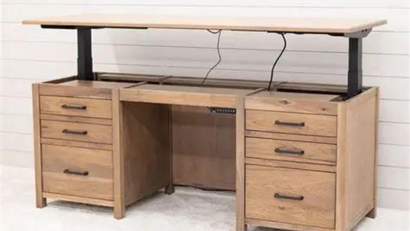 adjustable desk with drawers