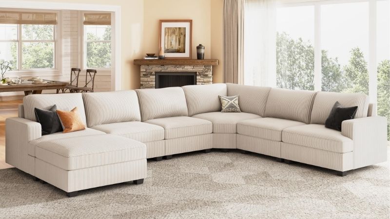beige sectional couch