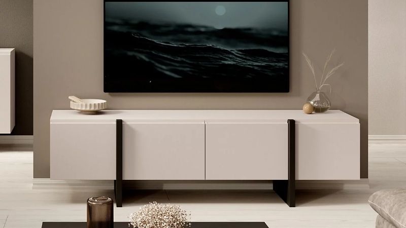 beige tv stand