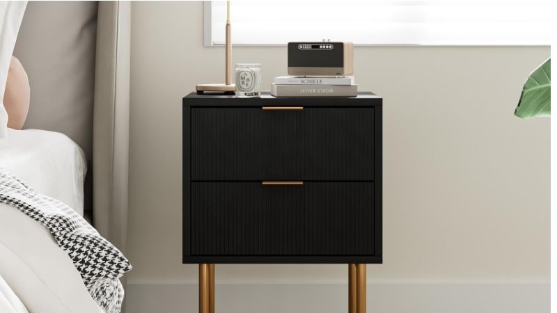 black bedside table