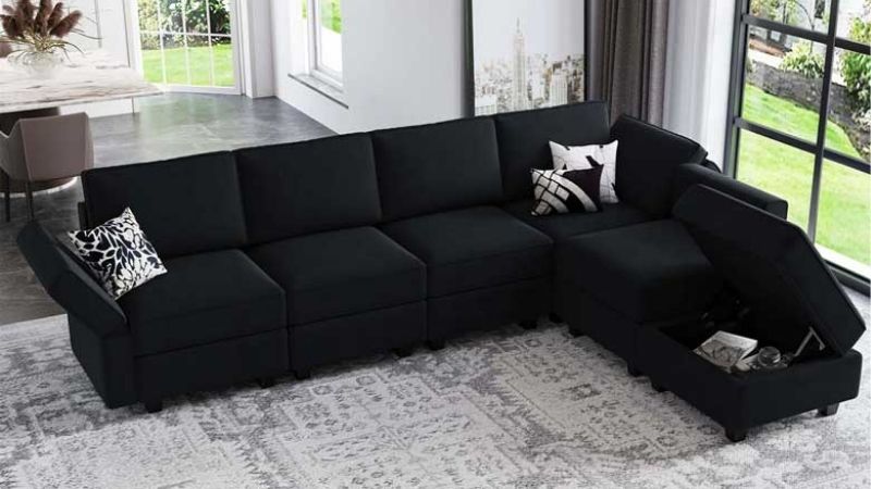 black sectional couch under $500