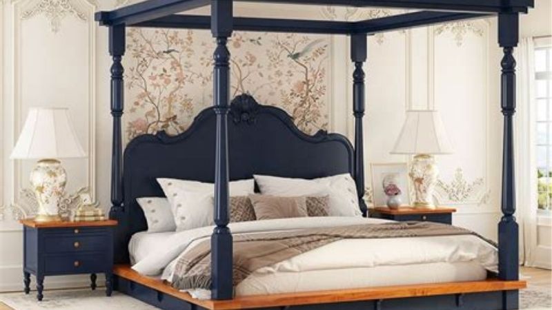 canopy bed frame with headboard