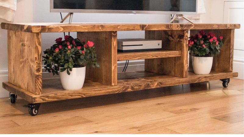 diy rustic oak finish on tv stand