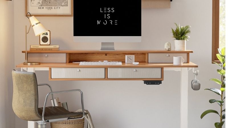 electric standing desk with drawers