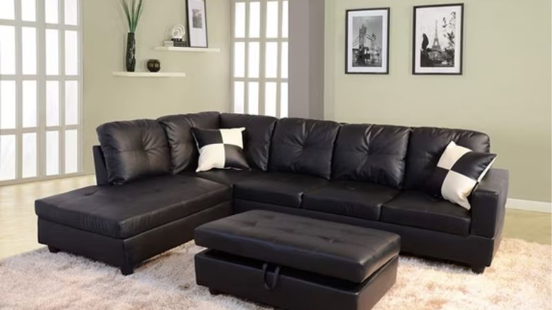 faux leather sectional couch