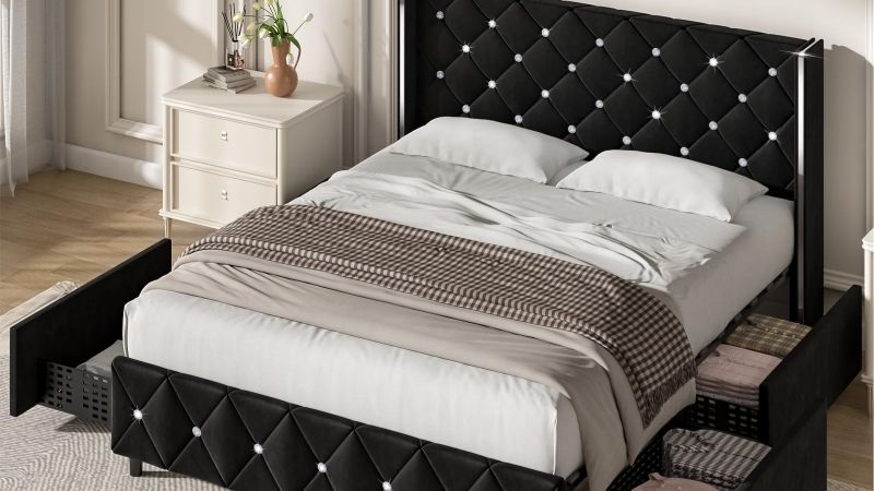 full size bed frame with headboard and footboard