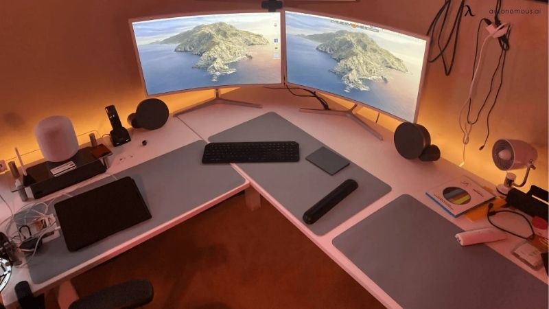 l shaped desk for dual monitors