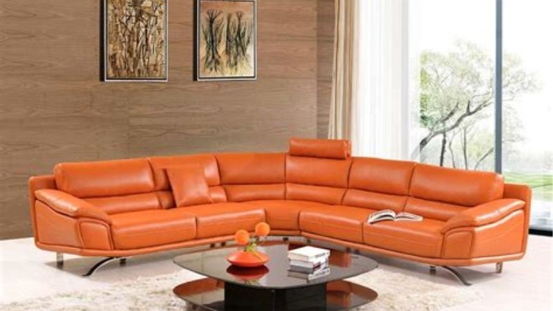 orange sectional couch