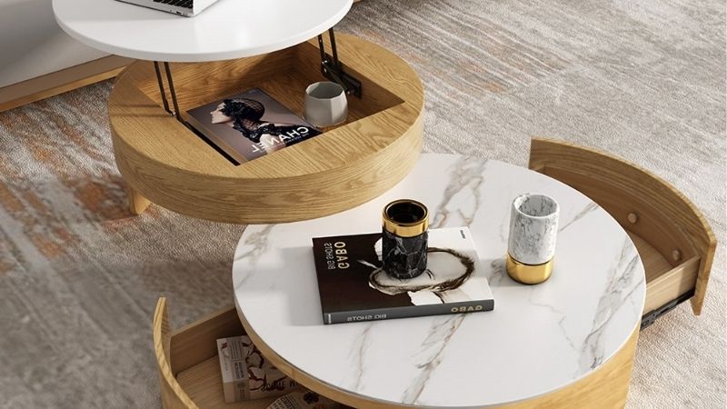 round coffee table with storage