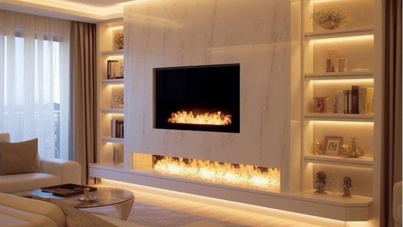tv beside fireplace ideas
