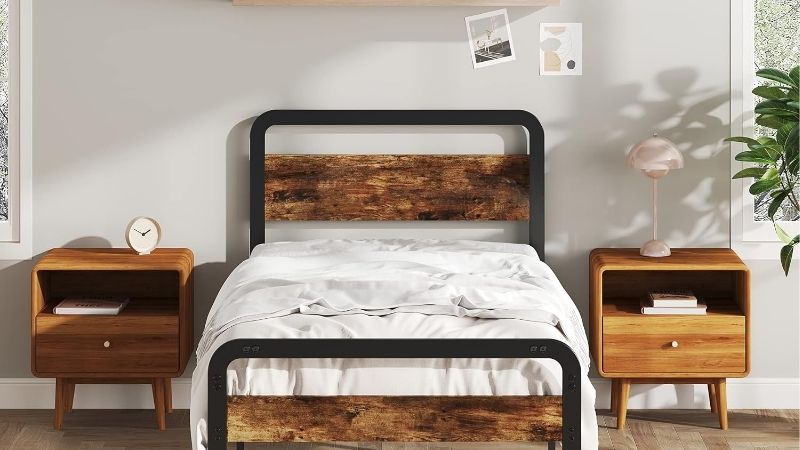 twin bed frame with headboard and footboard
