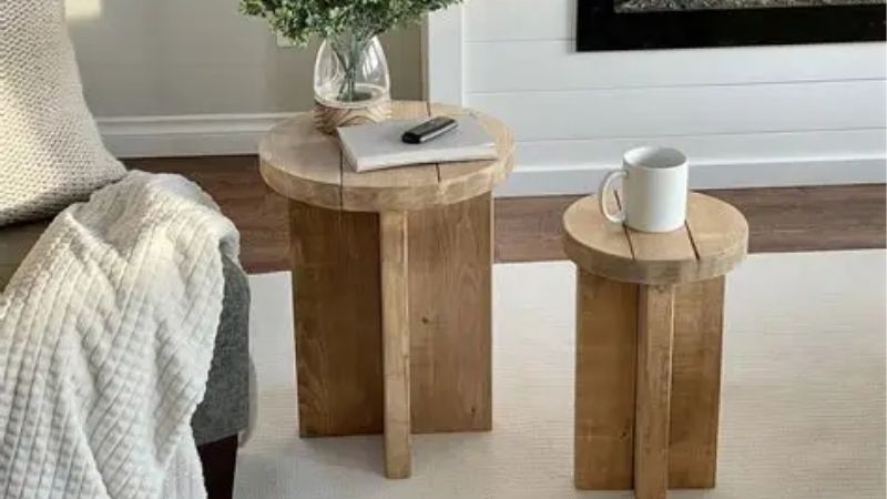 wood side table